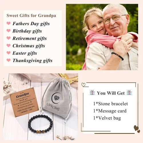 Vista 7 de UPROMI Regalos para papá, padrastro, abuelo, tío, padrastro, hermano, hijo, nieto, sobrino, hijastro, hombre, pulsera, regalo de cumpleaños