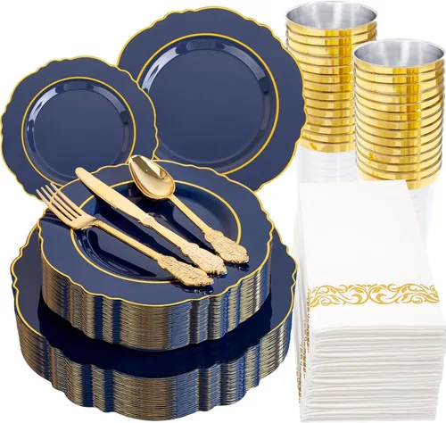 Vista 12 de KIRE - 25 platos de plástico negro y dorado para invitados de Halloween con diseño de calabaza sonriente, incluye 50 piezas de platos negros, 150