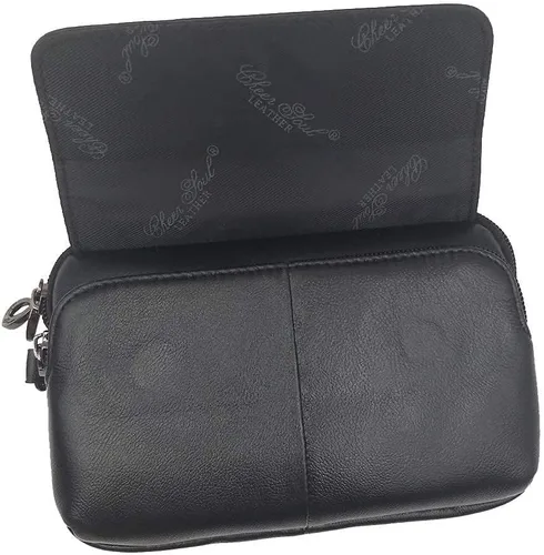 Vista 4 de Hebetag Cartera de cuero para hombre, organizador de muñeca