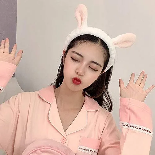 Vista 5 de Lunaya 2 diademas suaves y cálidas de forro polar coral con orejas de animal para mujeres y niñas, turbante de moda, accesorios para el cabello