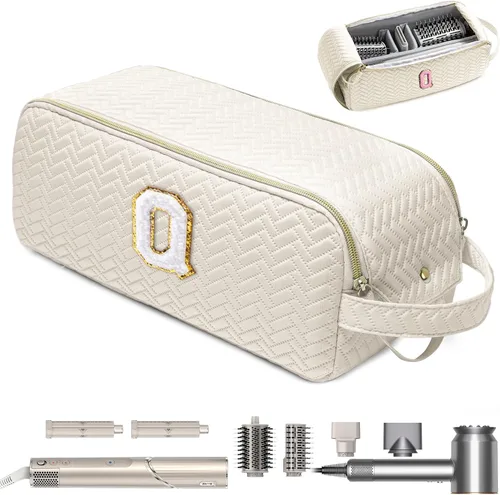 Vista 7 de Bolsa de viaje para herramientas de cabello personalizadas con inicial, compatible con Shark FlexStyle, Revlon y Dyson Organizador de cepillos