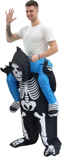 Vista 2 de IHGYT Inflatable Skeleton Carry Me on The Shoulder Costume Ride Costumes Air Blow up Suit party dress Halloween and Christmas Cosplay Adult