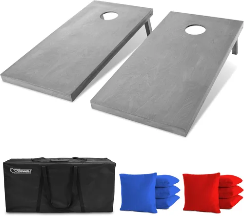 Vista 13 de GoSports 4 ft x 2 ft Regulation Size Wooden Cornhole Boards Set with Light Gray Finish - Includes Carrying Case Estrellas y rayas americanas