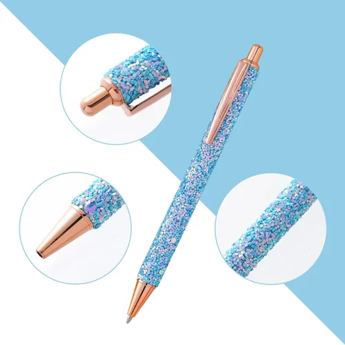 Vista 4 de jiebor 11 bolígrafos de fantasía con purpurina, bonitos y divertidos, de metal, retráctiles, para mujeres, escritura, negocios, oficina, suministros