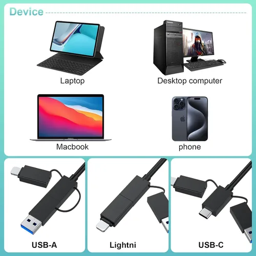 Vista 7 de Memory Stick Pro Duo - Lector de tarjetas SD/Micro SD/TF/XD/CF/M 7 en 1 para Windows, Mac, Linux (USB-A + USB-C + IP)