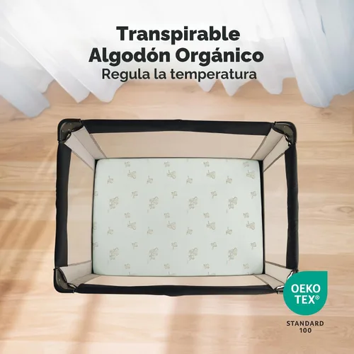 Vista 2 de 2 paquetes de sábanas ajustadas para mini cuna - 38x26 Sábanas Pack N Play para colchón Pack and Play, algodón orgánico, ropa de cama transpirable