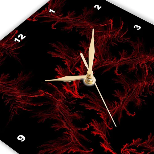 Vista 3 de 3dRose Reloj de pared silencioso - 15 pulgadas - Líneas rojas abstractas sobre fondo negro - Arte digital por Brandi - Venas