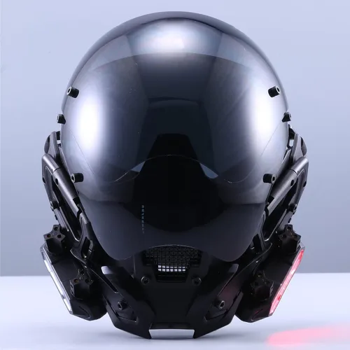 Vista 2 de Marikito Cyberpunk - Máscara futurista, máscara tecnológica, máscara de ciencia ficción, máscara gótica para Halloween, cosplay, máscara de disfraz
