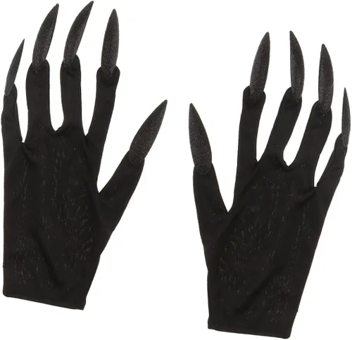 Vista 6 de Guantes de Halloween largos con purpurina para las uñas, guantes de mujer de diablo aterrador, para Halloween, carnaval, vestido de fantasía