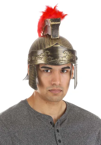 Vista 2 de Casco de Disfraz de Gladiador Adulto con Pluma de Plumas Rojas Multicolor