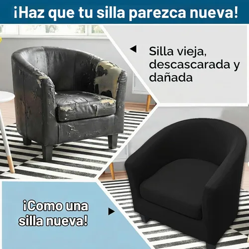 Vista 5 de WOMACO 2 fundas para silla de club, fundas elásticas impresas para sillón y bañera redonda con funda de cojín, parte inferior elástica, protector