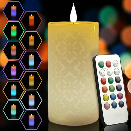 Vista 11 de Velas de té recargables sin llama con temporizador remoto y base de carga, velas LED que funcionan con pilas, velas USB para otoño, boda, Navidad