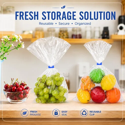Vista 6 de 100 clips de plástico reutilizables para pan, mantén tu comida fresca con clips para bolsas de alimentos de 7/8 x 7/8 pulgadas (azul)
