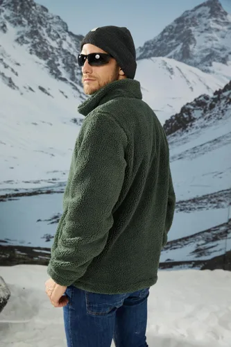 Vista 5 de MAGNIVIT Chaquetas de sherpa mullidas y mullidas para hombre, con forro polar, cálida, con cremallera completa, chaqueta casual para exteriores