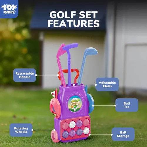 Vista 4 de TOY Life Clubes de golf para niños 3-5, juego de golf para niños, palos de golf para niños pequeños, juegos de golf para niños de 3 a 4 años