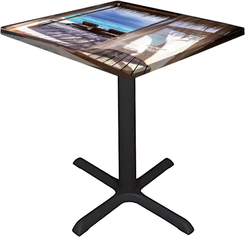 Vista 2 de Manteles de decoración costera, lujosos y románticos de madera para tumbonas Maldivas, lavable, a prueba de derrames, se adapta a mesas de 24 x 24
