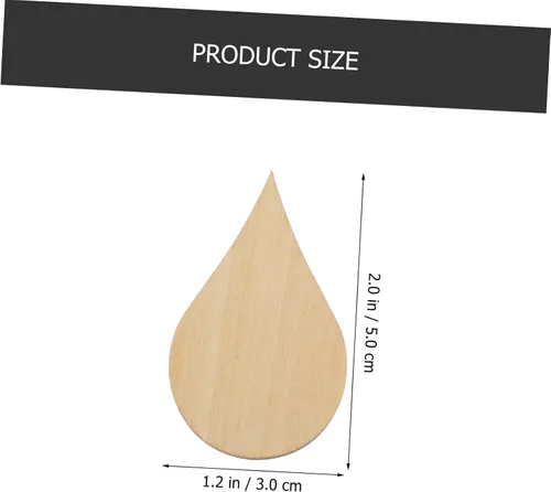 Vista 2 de EXCEART Adorno de gota de agua de 1.969 in, piezas de madera para manualidades, 20 piezas para decoración de bricolaje, accesorios de fotos