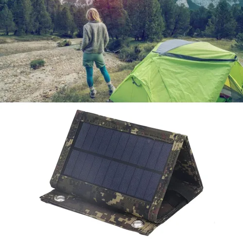 Vista 4 de Cargador de panel solar plegable, kit de cargador de panel solar plegable portátil de 10 W 5 V, IP65, impermeable, plegable, cargador solar