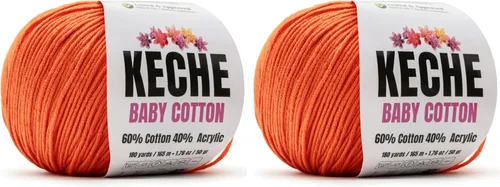 Vista 41 de Keche Hilo de Algodón, 60% Algodón 40% Hilo Acrílico, Hilo de Algodón Suave para Crochet y Tejer, Hilo Amigurumi 1 Madeja/Bola 1.76 Oz (50g) / 180