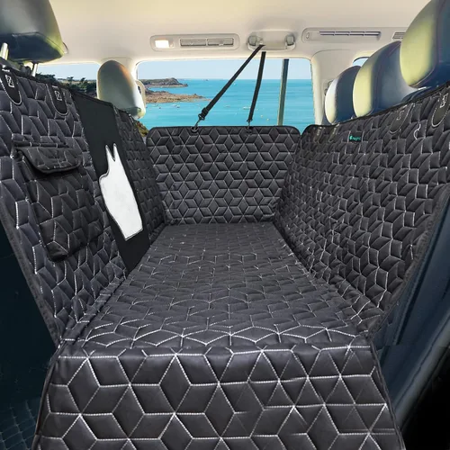 Vista 7 de Meginc - Funda de asiento de automóvil para perro, impermeable, antideslizante, protector de banco para perros, duradera 600D a prueba de arañazos