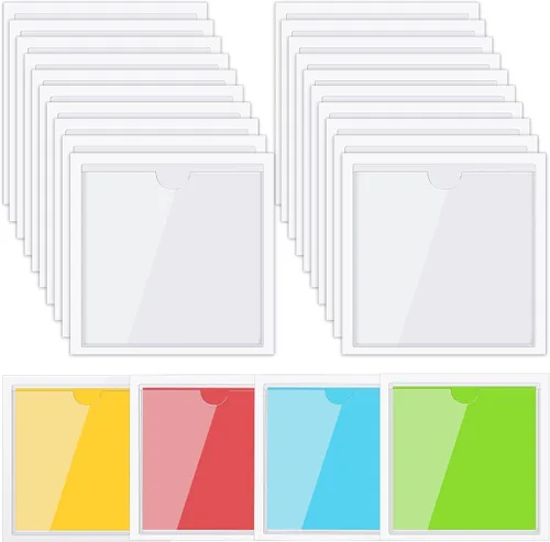 Vista 12 de Paquete de 30 bolsillos autoadhesivos para tarjetas de índice, con apertura superior, tarjetero ideal para organizar y proteger tus tarjetas