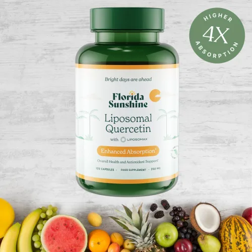 Vista 2 de Florida Sunshine Quercetina liposomal - 120 cápsulas (250 mg) Apoyo inmunológico, antioxidante, antiinflamatorio, alivio de la alergia, salud