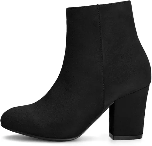 Vista 7 de Allegra K Botines de tacón grueso con cremallera lateral para mujer