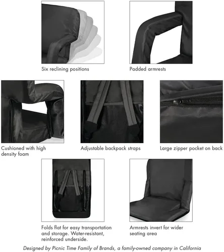 Vista 9 de Arkansas Razorbacks - Asiento reclinable portátil Ventura, (negro)
