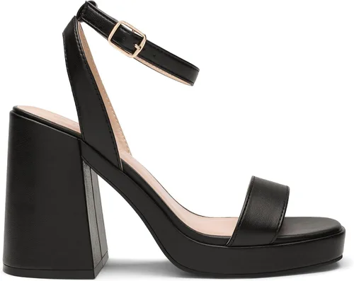 Vista 2 de DREAM PAIRS Tacones para mujer, plataforma gruesa, tacón alto, puntera abierta, moda, boda, fiesta, noche, baile, correa de tobillo, zapatos de tacón