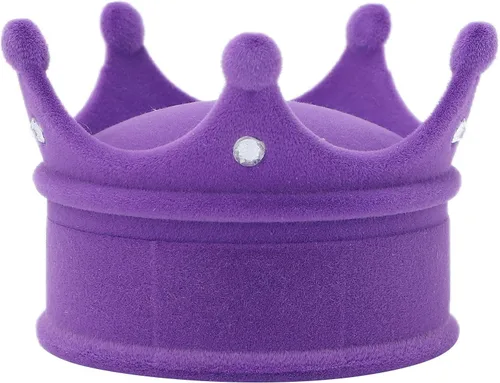 Vista 5 de SYH&AQYE Joyero de corona flocado, mini joyero retro portátil simple, pequeño joyero decorativo para boda, cumpleaños, aniversario, compañero