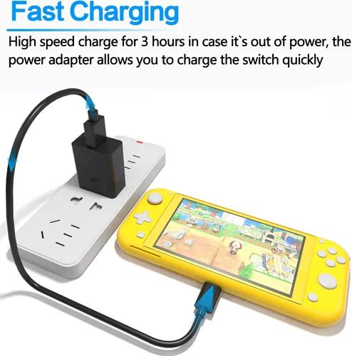 Vista 3 de Cargador para Nintendo Switch, cargador rápido con certificación UL, adaptador de CA de 5 V3 A, reemplazo de carga para Nintendo SwitchSwitch