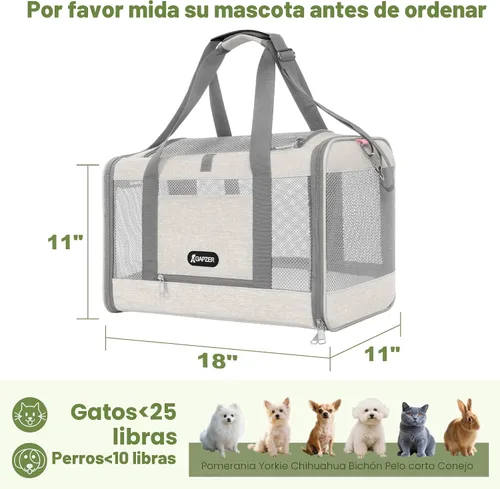 Vista 2 de GAPZER Transportador de gatos aprobado por American Airlines 18x11x11, apertura superior, resistente, suave, bolsa de transporte para mascotas