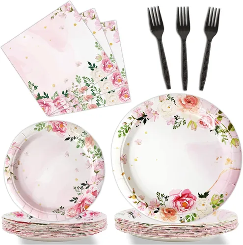 Vista 27 de 96 Piezas Platos y Servilletas de Fiesta de Cumpleaños Sweet 16 Color Oro Rosa Suministros para Fiestas Juego de Vajilla para Fiesta de Dieciséis