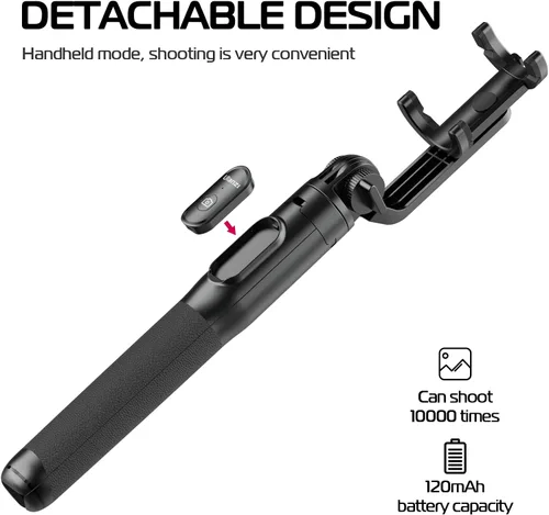 Vista 2 de ULANZI SK-03 Trípode selfie stick, trípode de 64" profesional y estable para teléfono inteligente/cámara de acción, soporte de teléfono extensible