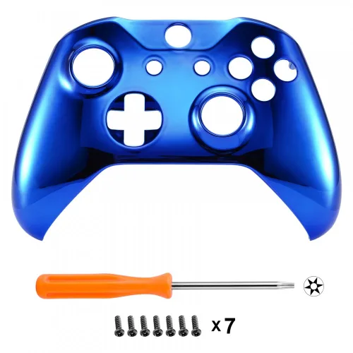 Vista 3 de eXtremeRate Chrome Blue Edition Front Housing Shell for Xbox One Wireless Controller Model 1708, Replacement Custom Faceplate Cover for Xbox One S &