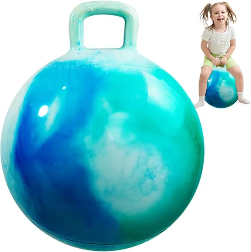 Vista 11 de Pelota saltarina Inpodak de 18 pulgadas con asas para niños, juguete de salto y rebote Hippity Hop para niños de 3 a 6 años, incluye bomba y caja