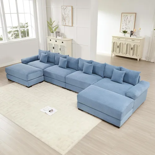 Vista 60 de ODUSE-DAILY Sofá modular de gran tamaño de 117.3 pulgadas, sofás modulares grandes de pana para sala de estar, sofás de 3 plazas, moderno juego