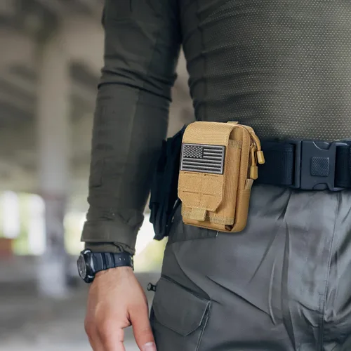 Vista 7 de SOWHUP Bolsa Táctica Molle Pequeña con Funda para Celular, Organizador de Gadgets EDC para Cintura