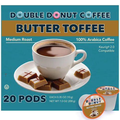 Vista 112 de Double Donut Coffee Cápsulas de Café Half Caff, Cápsulas de Café de Media Cafeína de Porción Individual para Cafeteras Keurig K Cup, Tostado Medio