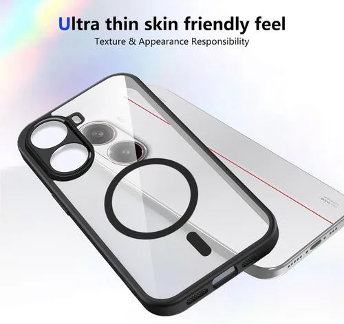Vista 344 de Funda magnética transparente compatible con Xiaomi 17T, color negro 2 en 1 PC + TPU cubierta de teléfono a prueba de golpes, carcasa protectora
