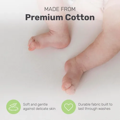 Vista 3 de Sábanas de algodón para cuna, suaves y transpirables para niños y niñas, ajuste seguro para colchón de cuna estándar, ropa de cama de bebé de fácil