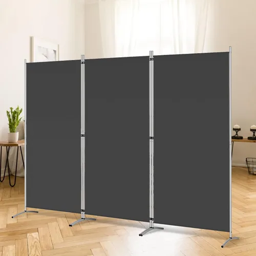Vista 15 de RANTILA Divisor de habitación de 4 paneles, pantalla de privacidad plegable de 6 pies con pies anchos, partición independiente para separación