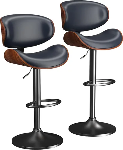 Vista 21 de YaFiti Taburetes de bar modernos giratorios, taburetes de bar altura de mostrador con respaldo para bar, cocina, comedor, color marrón