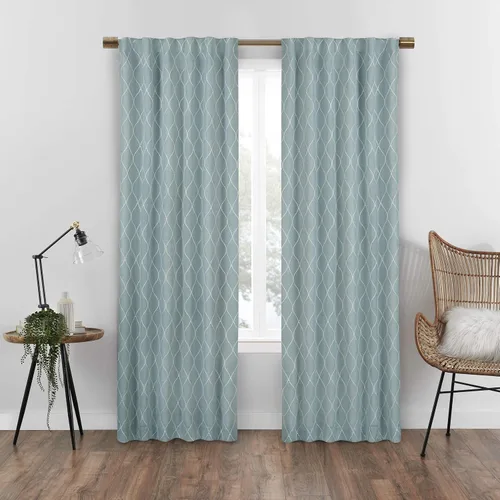 Vista 9 de Eclipse Absolute Zero Nora Geo - Cortinas opacas con aislamiento térmico y bolsillo para barra, para dormitorio, panel individual, 50 x 63 pulgadas