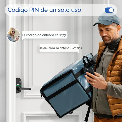 Vista 3 de Cerradura de puerta con teclado inteligente y asa: cerradura de puerta de entrada sin llave, digital electrónica, de código, fácil instalación