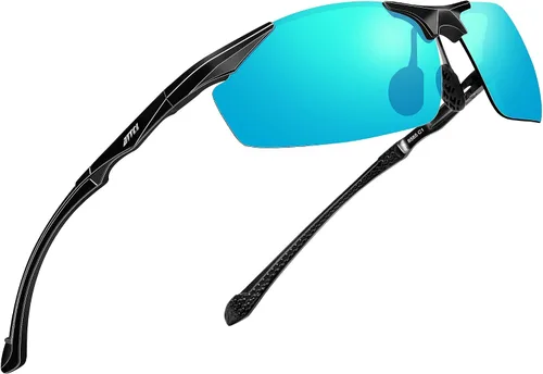 Vista 8 de ATTCL Gafas de sol polarizadas con protección UV para hombre, marco de metal Al-Mg, color verde claro