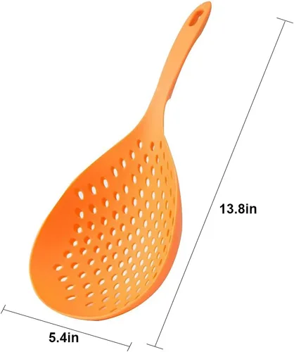 Vista 2 de 2 Piezas Colador Espumadera Cuchara Ranurada para Pasta Cuchara Espumadera de Plástico con Mango Pala de Drenaje de Alimentos para Cocina y Cocinar