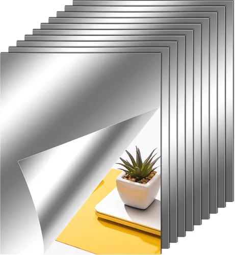 Vista 16 de Zonon Hojas de espejo flexibles autoadhesivas, no de vidrio, azulejos adhesivos para decoración de pared del hogar (20 piezas, 6 x 9 pulgadas)