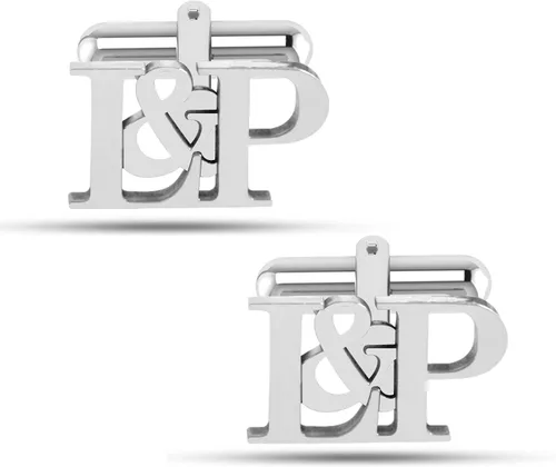 Vista 2 de Gemelos de boda personalizados personalizados para el novio con inicial para hombre