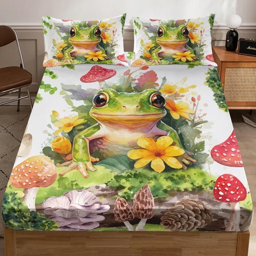 Vista 26 de AILONEN Axolotl - Juego de sábanas bajeras para niños, tamaño individual XL, color rosa y azul degradado kawaii, lindas sábanas de fresa salamandra